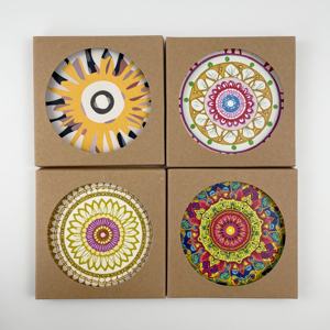 Ensemble de sous-verres carrés en céramique <span class=keywords><strong>Mandala</strong></span> personnalisés, absorbants, écologiques, durables, réutilisables, de haute qualité, pour boissons, café - Product Image 3