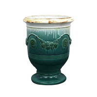 Grand pot de fleurs multicolores en céramique émaillée durable, grande taille pour plantes d'intérieur et d'extérieur