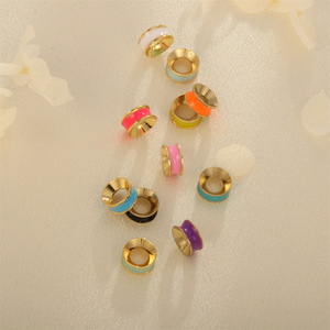 Nouvelles perles en émail de cuivre à effet goutte d'huile, rondes, à grand trou, en forme de baril, pour la fabrication de bijoux DIY (bracelets, colliers) - Product Image 2