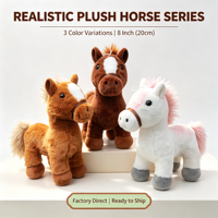 Peluche de cheval réaliste et douce de 8 pouces, poupée en peluche avec accroche-queue, prix pour machine de jeu d'arcade de centre commercial, articles en vente directe