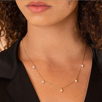 Collier pendentif en acier inoxydable plaqué or Woying avec imitation perle - Cadeau tendance pour femmes