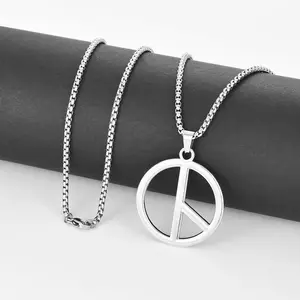 Stainless steel jewelry celebrity fashion hip-hop pendant anti-war peace sign titanium steel necklace for men and women