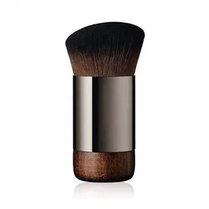 2023 Bestseller Foundation Make-Up Borstel Platte Top Kabuki Borstel Voor Gezicht Korte Vet Bruine Borstels Custom