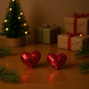 Adorno Navideño en Forma de Corazón Ilan, Lentejuela Roja de 3x4mm, 2 Piezas, Decoración - Product Image 2