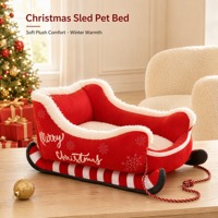 Nouveauté : Lit pour animaux de compagnie en forme de traîneau en peluche, édition limitée Noël, canapé pour animaux de compagnie pour chats et chiens, décoration de Noël pour la maison