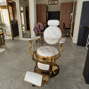 Chaise de barbier professionnelle pour la coiffure - Mobilier de salon en cuir PU imperméable avec dossier réglable et design confortable - Product Image 2