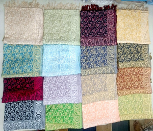 Viscose Designer Winter Scarves Shawls Stoles Jamawar Scarves From India <b>Long</b> Flower Pattern Unisex - Product Image 1