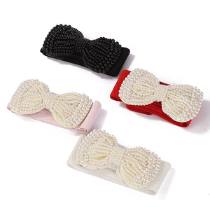 Tùy Chỉnh Ngọt Ngào Đàn Hồi Nhân Tạo Ngọc Trai Đính Cườm Bow Thắt Lưng Cho Phụ Nữ Trang Trí Ăn Mặc 6Cm - Product Image 6