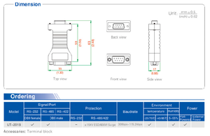 Bộ Chuyển Đổi Nối Tiếp UOTEK UT-201B Mini <span class=keywords><strong>RS232</strong></span> Sang RS485 <span class=keywords><strong>RS422</strong></span> - Product Image 6