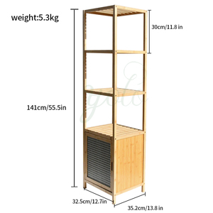 <b>4</b> <b>Tiers</b> Nature Bamboo Bookshelf Wooden Rack Hot Sale Modern New Design <b>Storage</b> Cabinet Stand Wood for Home Living Room Bathroom - Product Image 4