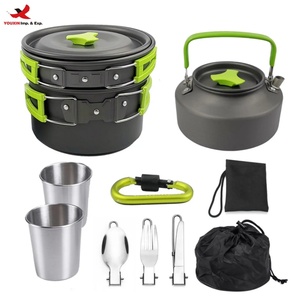 Juego de Utensilios de Cocina para Acampar de 10 Piezas, para 2-3 Personas, de Aleación de Aluminio, Plegable, para Exteriores, RTS, Pedido Mixto al por Mayor - Product Image 1