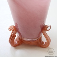 BIXUAN soufflé à la main Pastel décor Table pièce maîtresse Vases tulipe trompette Triforme défilement pieds à volants jante relevée verre cristal Vase
