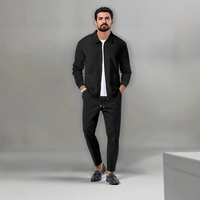 Ensemble Sport Décontracté Homme YZ – Veste Zippée Style Jeunesse Automne avec Poches en Tissu Gaufré et Revers, Pantalon Décontracté Coupe Slim Assorti