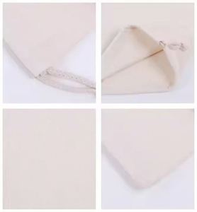 Customized Logo Recycled Natural Canvas Cotton Drawstring <b>Bag</b> - Product Image 4