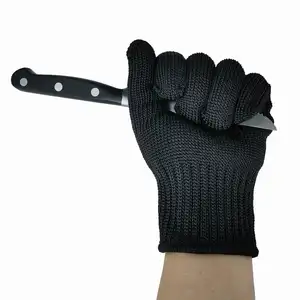 Yulan CR113 Black Safety Work Gloves Cut Resistant Gloves Food Grade Kitchen Work Gloves-Level 5 Protection