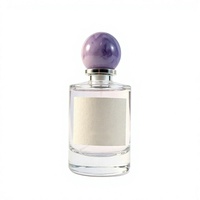 Flacons de parfum en verre transparent de luxe personnalisés, couleur tendance, vente chaude, 100 ml avec couvercle sphérique, impression sur écran