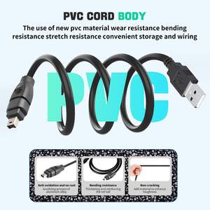 Câble IEEE-1394 FireWire <span class=keywords><strong>iLink</strong></span> DV 4 broches mâle vers USB 2.0 mâle veste en PVC paire torsadée avec blindage de tresse pour appareil photo et ordinateur - Product Image 3