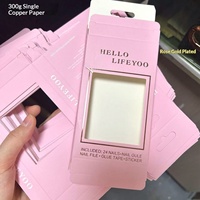 Boîte cadeau cosmétique pour faux ongles à porter, avec fenêtre, logo estampé or à chaud, oreille de suspension, double insert, carte blanche personnalisable