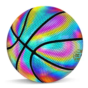 참신 크기 7 어두운 농구 사용자 정의 빛나는 농구 사용자 정의 로고 홀로그램 빛나는 반사 농구