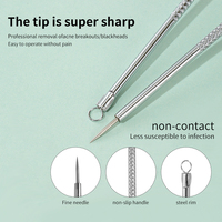 LMLTOP Extracteur d'acné double tête B0754 en acier inoxydable 2-en-1 multifonction pour points noirs et comédons