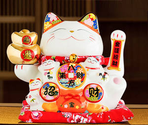 Figurine de <span class=keywords><strong>chat</strong></span> <span class=keywords><strong>porte</strong></span>-bonheur en céramique faite à la main, automatique, qui agite la main, 11 pouces, cadeau pour la décoration de la maison, Nouvel An chinois, mariage - Product Image 5