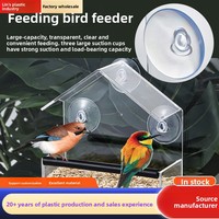Comedero para Pájaros de Plástico con Forma de Casa Redonda, Montado en la Pared con Ventosa, Sin Perforaciones, para Jardín Exterior, para Pájaros Pequeños