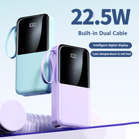 2024 produits les plus vendus double câble intégré LED affichage numérique PD22.5W charge rapide Slim Power Bank Station 20000 mah