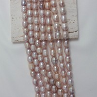 Chaîne de perles de culture d'eau douce en forme de riz violet 9-10 mm pour la fabrication de bijoux DIY, vente en gros de perles