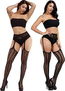 Lingerie Nera <span class=keywords><strong>a</strong></span> <span class=keywords><strong>Rete</strong></span> con Bretelle, <span class=keywords><strong>Calze</strong></span> <span class=keywords><strong>a</strong></span> <span class=keywords><strong>Rete</strong></span> al Ginocchio e Collant con Bretelle per Halloween, per Donne e Ragazze - Product Image 2