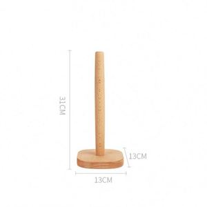 Wooden <b>Paper</b> Towel Holder Freestanding Beech Wood <b>Kitchen</b> Roll Stand - Product Image 2