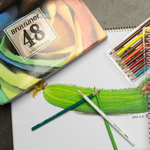 Crayons <span class=keywords><strong>de</strong></span> <span class=keywords><strong>couleur</strong></span> 48 couleurs, mine <span class=keywords><strong>de</strong></span> <span class=keywords><strong>couleur</strong></span> huileuse 3,0 mm, support rond en pin, <span class=keywords><strong>Brutfuner</strong></span>, art, croquis, peinture, certifié EN71, ensemble - Product Image 4