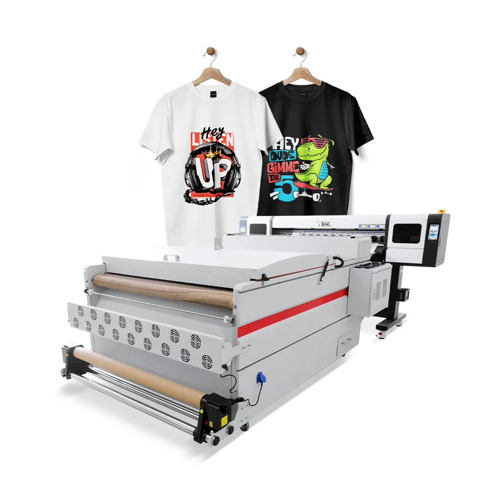 Hot sale 1.2m 4 pcs i3200 heads 2400dpi heat transfer PET Film with Powder Treating Machine DIY T-shirt Cap Bag dtf printer