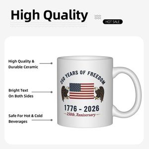 Mug en céramique noire écologique de style américain avec poignée à motif sublimé Liberté 1776-2026 pour usage domestique - Product Image 3