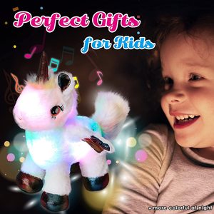 Jouet en <span class=keywords><strong>peluche</strong></span> licorne lumineux musical à succès avec lumières LED nocturnes, chansons de <span class=keywords><strong>berceuse</strong></span>, animaux en <span class=keywords><strong>peluche</strong></span> lumineux - Product Image 3