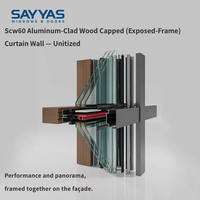 Système de mur-rideau en aluminium Sayyas Windows SCW60 moderne, écoénergétique, insonorisé, étanche et écologique pour centre commercial, garantie 5 ans