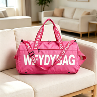 Bolsa de Viaje de Fin de Semana de Poliéster Vibrante con Logotipo Personalizado, Forro de Gran Capacidad, Múltiples Bolsillos, Bolsa de Lona de Viaje con Correa de Hombro Ajustable