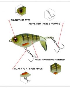 Señuelo artificial duro ABS de 75 mm y 17 g con anzuelos para pesca de superficie en agua dulce, venta al por mayor - Product Image 2