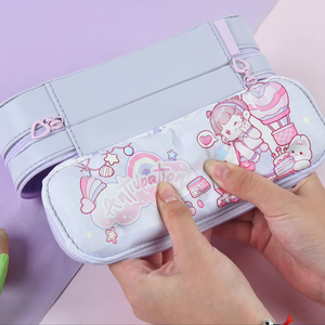 Malvavisco-Estuche artesanal suave de doble capa Bolsa de lápices para niña <span class=keywords><strong>dulce</strong></span> Organizador Textura similar a <span class=keywords><strong>la</strong></span> nube Poliéster hecho a mano - Product Image 1