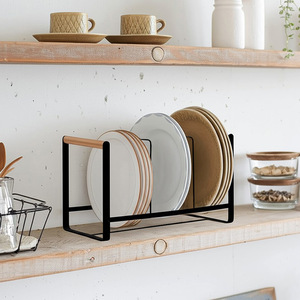 Japanese Style Dish <b>Rack</b> With Three Compartments For <b>Plates</b> And Dishes Desktop Storage Organizer For Kitchen Use - Product Image 1