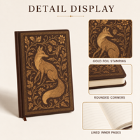 Cuaderno de Tapa Dura Estilo Art Nouveau con Diseño de Zorro, Personalizado al por Mayor, Cuaderno Vintage con Estampado Floral Mate UV, con Páginas Rayadas o en Blanco