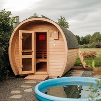 Kapsul Sauna Spa Portabel Inframerah Kayu Solid Modern Hemlock/Red Cedar untuk Luar Ruangan dengan Shower Uap Elektrik Kombinasi Villa Merah