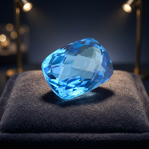 Topacio Azul Suizo Natural, Corte Cojín, Facetado, Piedra Preciosa Suelta, Certificado por Terceros, Gopika Exports, para Joyería - Product Image 2
