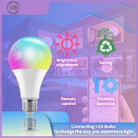 Alexa 2021 Lampu LED SMD A60 Pintar Berwarna-warni Tanpa Kedip CE CB AC untuk Kontrol RGB E27/E26/B22