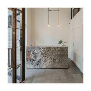 Modern Style Natural Grey Marble Commercial Furniture Reception <b>Desk</b> Front Table with <b>Cabinet</b> - Product Image 3