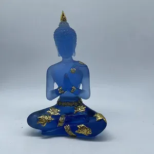 चीनी फेंग शुई पारदर्शी मूर्तिकला बुद्धा प्रतिमा संग्रह की सजावट को ध्यान में बैठे हुए शुभ चित्र