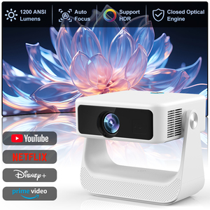 Proyector de TV Android D2, Autorizado Oficialmente por Google, <span class=keywords><strong>Full</strong></span> <span class=keywords><strong>HD</strong></span> 1080P, Enfoque Automático, Corrección Automática, Proyector para el Hogar con Luz Ambiental RGB - Product Image 1