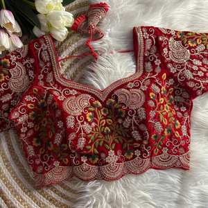 Beautiful Heavy Velvet Sweetheart <b>Collar</b> Stacked Sleeve Floral Vintage Casual Women's Blouse 100% Cotton Wedding Apparel - Product Image 3