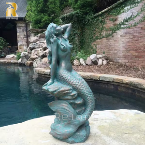 Escultura de Sirena de Bronce Fundido Personalizada RELONG, Tamaño Real para Decoración de Jardín Exterior - Product Image 3