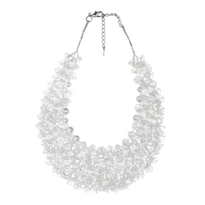 Биб массивное ожерелье белые стеклянные бусины с кристаллами на воротнике и колье для женщин, изготовлено вручную имеют высокое качество изготовления. Ожерелья GF N/A India