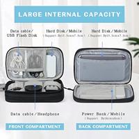 Sac organisateur de câbles imperméable à double couche Mixwares, pochette de rangement portable pour accessoires électroniques, chargeur, téléphone, écouteurs
